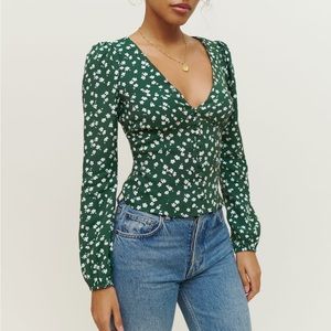 Reformation Nell top in green - Size 6